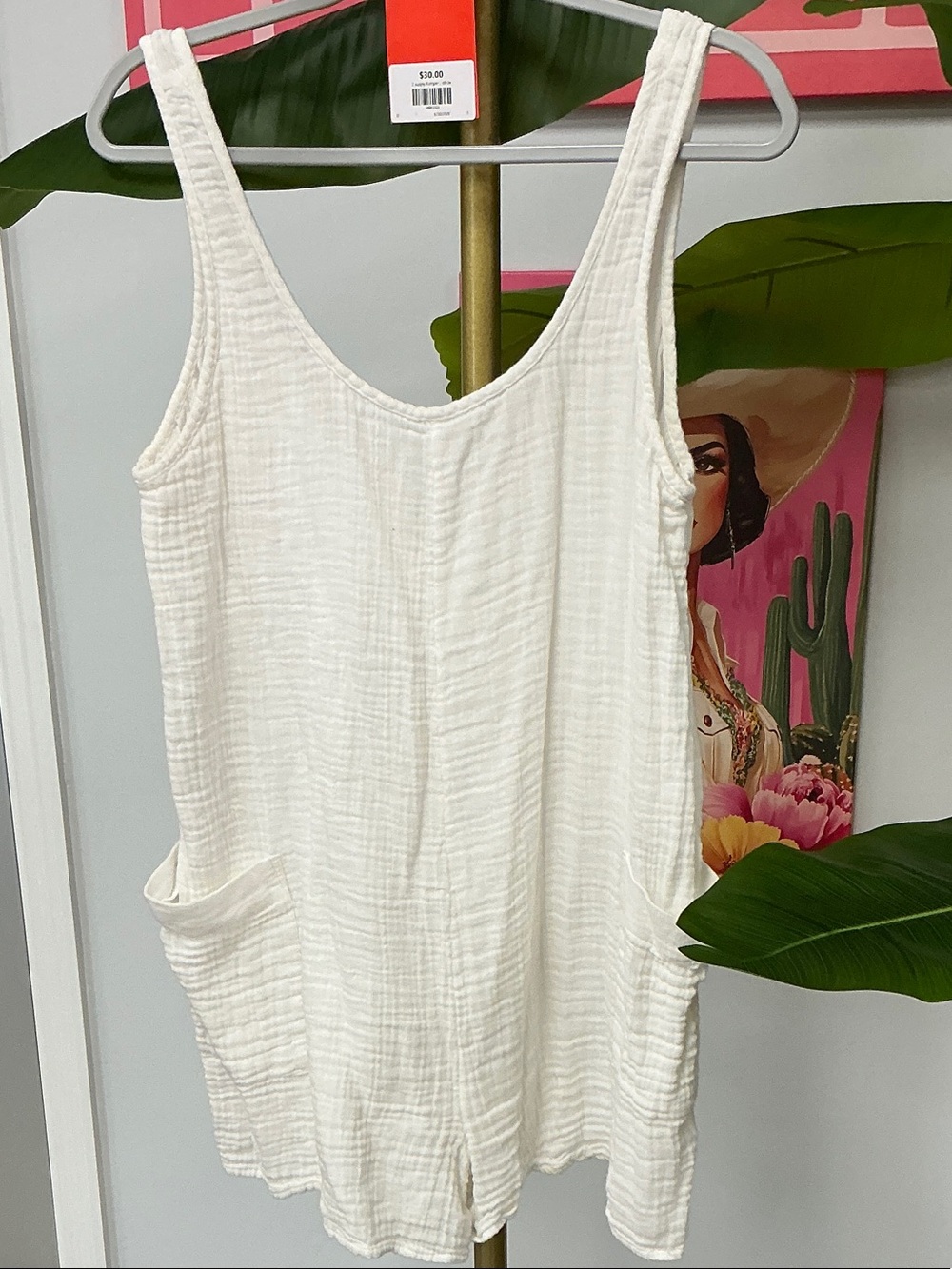 Z Supply Cream Gauze Tank Romper